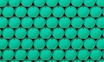 pila de fondo de tanques químicos de barril de petróleo. concepto de reserva de energía industrial y combustible. representación de ilustración 3d foto