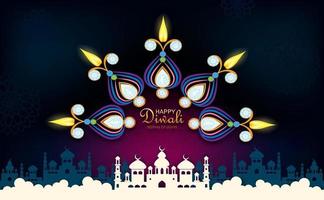 India Diwali Night Festival of vector.