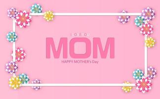 Mother's day card background with paper cut follower of Vector