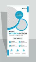 Vertical roll up banner stand template for home interior design. International size width 30 in and Height 70 in with bleed area vector