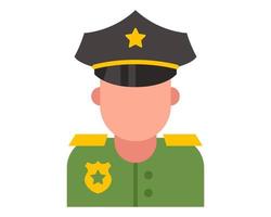 a policeman in a green uniform and cap. flat vector illustration.