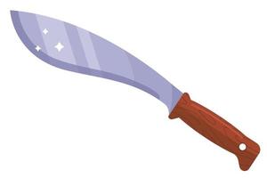 iron sharp machete with a wooden handle. flat vector illustration.