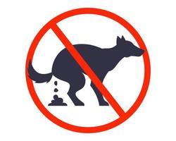 no dog walking sign. forbidden dog pooping. flat vector illustration.