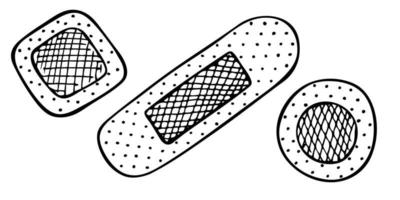 Adhesive bandage as medical first aid concept. Hand drawn medical clipart. For print, web, design, decor, logo. vector
