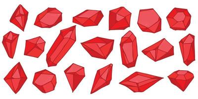 Hand drawn crystals set. Geometric gems diamonds vector illustrations collection. Colorful shard of glass. For geology, jewelry store, decoration, game, web.