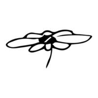 Vector simple flower doodle clipart. Hand drawn floral illustration. For print, web, design, decor, logo.