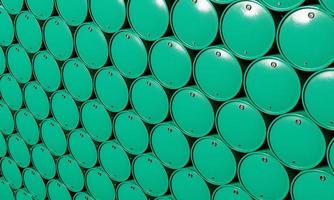 pila de fondo de tanques químicos de barril de petróleo. concepto de reserva de energía industrial y combustible. representación de ilustración 3d