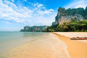 Railay Beach,beach and rocky mountain scenery in summer photo