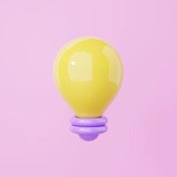 Minimalism light bulb with a blink on pink background. Object and creative idea symbol concept. 3D illustration rendering photo