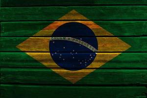 Flag of Brazil on wood photo