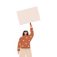 Young woman hold poster overhead vector