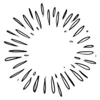 Starburst, sunburst  hand drawn. Design Element Fireworks Black Rays. Comic explosion effect. Radiating, radial lines. vector