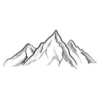 Hand drawn Mountain in sketch style isolated on white background. Vector illustration.