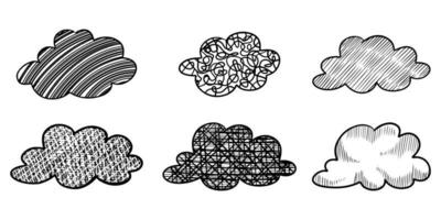 conjunto de garabatos de nubes dibujadas a mano aisladas para el diseño conceptual. ilustración vectorial vector