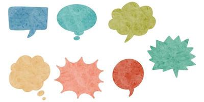 Watercolor hand drawn speech bubbles isolate on white background. vector illustration.