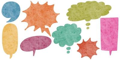 Watercolor hand drawn speech bubbles isolate on white background. vector illustration.