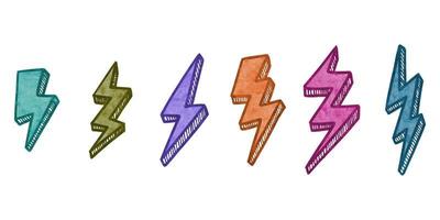 Watercolor hand drawn electric lightning bolt symbol. thunder symbol doodle icon .design element isolated on white background. vector illustration.