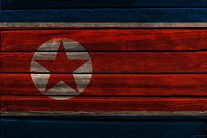 Flag of North Korea on wood photo