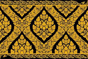 Thai art and asian style luxury banner gold background pattern decoration for printing, flyers, poster, web, banner, brochure and card concept vector illustration. Thai Pattern supreme gold background