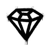 graffiti spray diamond with over spray in black over white. vector illustration.