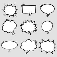 Hand drawn set of speech bubbles isolated . Doodle set element. Vector illustration.