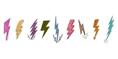 Watercolor hand drawn electric lightning bolt symbol. thunder symbol doodle icon .design element isolated on white background. vector illustration.