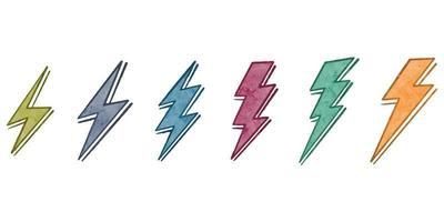 Watercolor hand drawn electric lightning bolt symbol. thunder symbol doodle icon .design element isolated on white background. vector illustration.