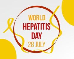 World hepatitis day concept. Banner template with yellow ribbon and text.  Vector illustration.