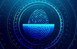 Fingerprint scanner. Cyber security, technology identification concept.  Futuristic technology background. Vector illustration.