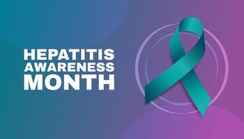 Hepatitis Awareness Month concept. Banner template with teal ribbon and text.  Vector illustration.