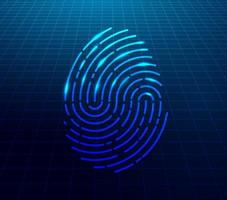 Fingerprint scanner. Cyber security, technology identification concept.  Futuristic technology background. Vector illustration.