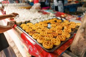 Food at a street market in the evening in Krabi photo