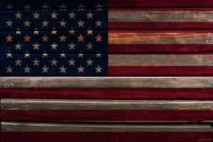 Flag of United States of America on wood photo