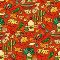 Cinco de Mayo Seamless Pattern. Sombrero and Mexican symbols. Vector. vector