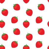 Strawberry seamless pattern, red berry background. Repeat fruit print design. Whole and cut strawberry vector background