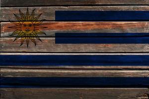Flag of Uruguay on wood photo