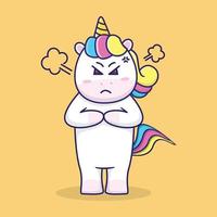 lindo unicornio está enojado vector icono ilustración
