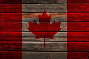 Flag of Canada on wood photo