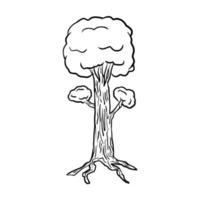 tall tree with roots concept doodle hand drawn outline vector icon illustration for children coloring book