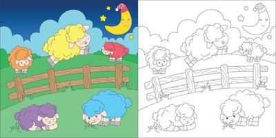 coloring counting sheeps vector