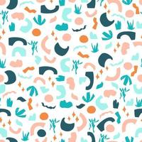 scribble boho style vector seamless pattern. Abstract doodle different shapes. Modern geometric objects, hand drawn, trendy design