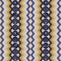 summer background with seashells lotus flowers and twigs on the background of beach waves vector seamless pattern