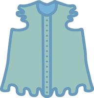 green children's blouse with short sleeves, frills and buttons for a boy or for a girl, freehand vector illustration isolated