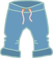 pantalones de bebé azules, ropa de verano con cordón, cordones en la cintura para una niña o niño recién nacido, dibujo vectorial aislado a mano alzada con pliegues