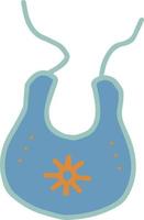 blue baby bib for feeding with sun and green threads for newborn isolated vector freehand drawing