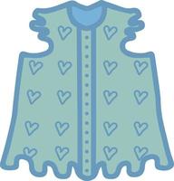 blusa infantil verde con mangas cortas, volantes y botones de corazones para una niña, ilustración vectorial a mano alzada aislada vector