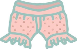 pink children's short shorts with ruffles with crosses for baby girl isolated vector hand drawing