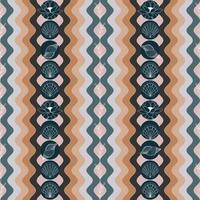 summer background with seashells lotus flowers and twigs on the background of beach waves vector seamless pattern