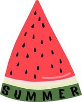 Vector watermelon icon, juicy watermelon slice colored illustration, summer.