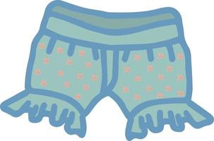 green blue baby short shorts with ruffles with crosses for baby isolated freehand vector illustration